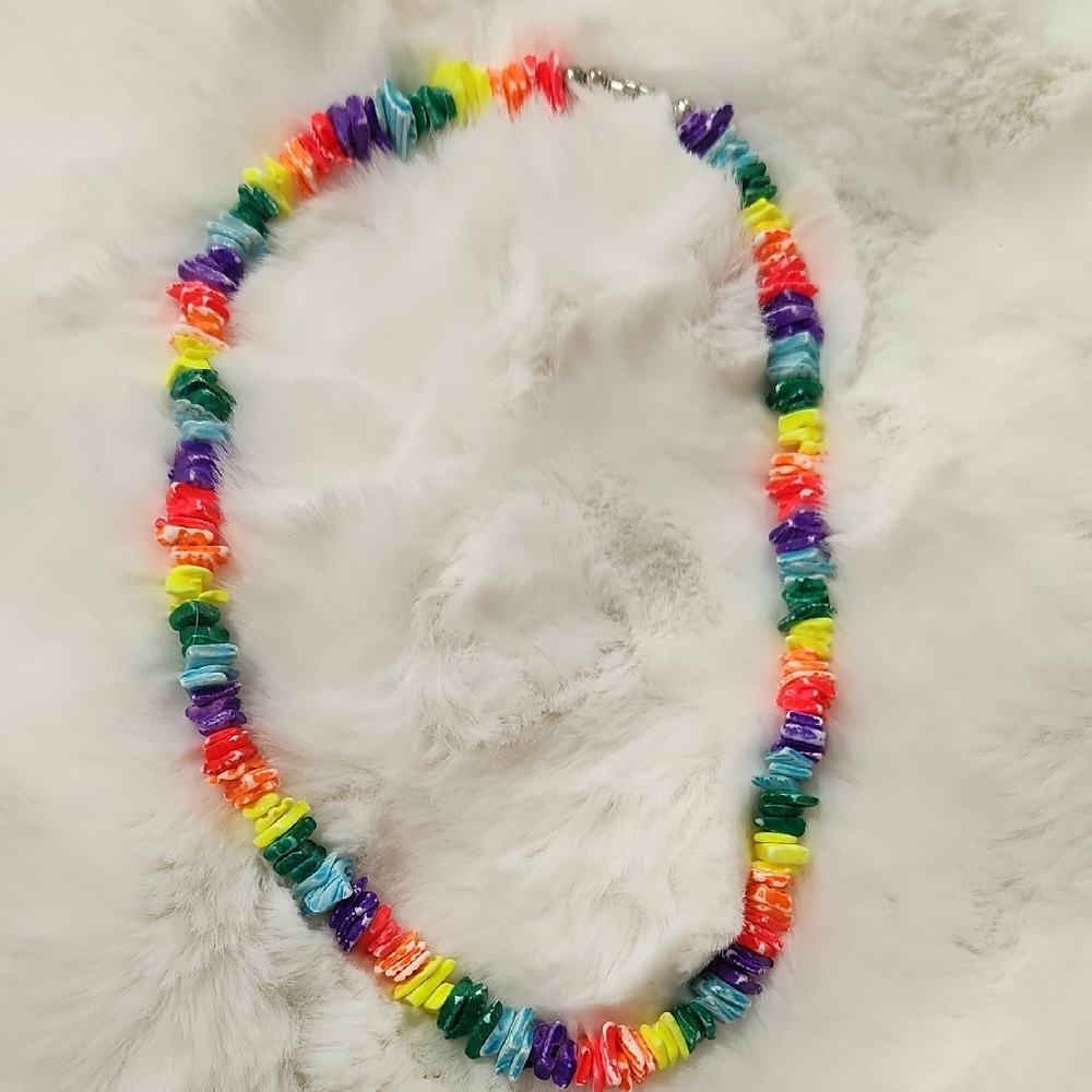 Vibrant Multicolor Puka Shell Necklace